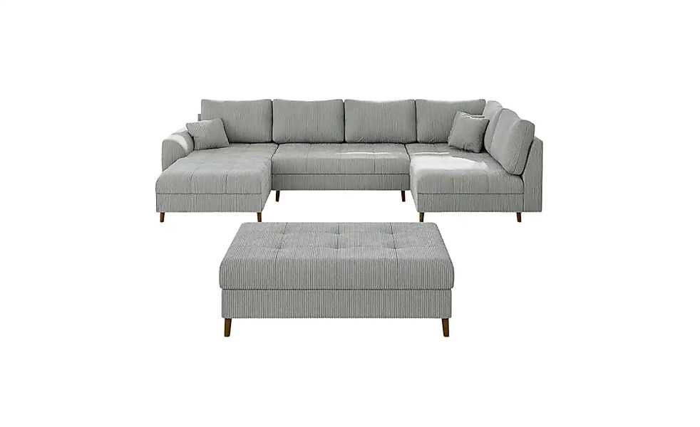 S-STYLE Wohnlandschaft mit Hocker  Maya ¦ grau ¦ Maße (cm): B: 310 H: 81 Po günstig online kaufen