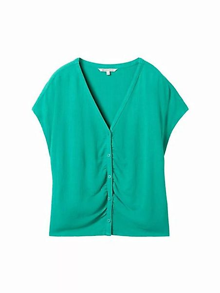 TOM TAILOR Denim Blusenshirt v-neck blouse with buttons, bright green günstig online kaufen