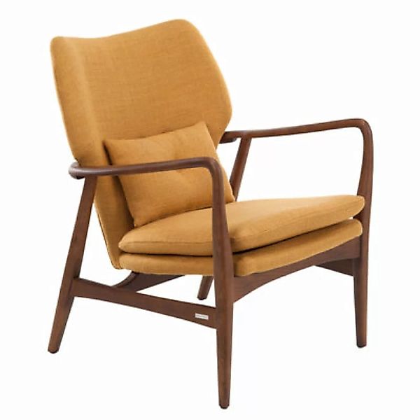 Gepolsterter Sessel Peggy textil gelb holz natur / Stoff & Holz - Pols Pott günstig online kaufen