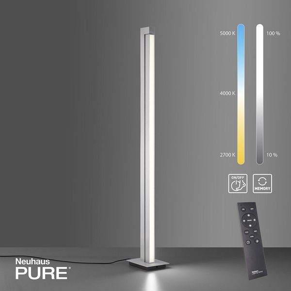 LED-Stehlampe PURE Lines, silber, Fernbedienung, 140 cm günstig online kaufen