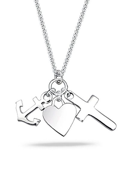 Elli Kette mit Anhänger Herz Anker Kreuz Glaube Liebe Hoffnung 925 Sterling günstig online kaufen