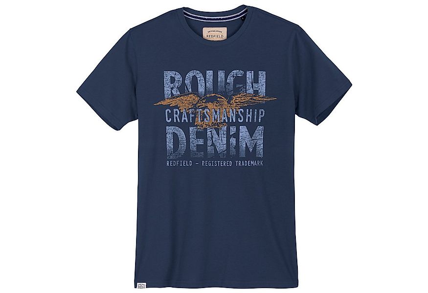redfield Rundhalsshirt Redfield Übergrößen T-Shirt Rough Denim denimblau günstig online kaufen
