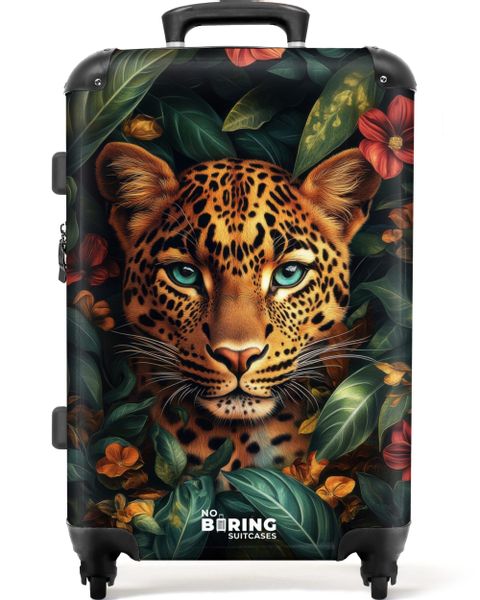 NoBoringSuitcases.com© Hartschalen-Trolley Leopard zwischen tropischen Blum günstig online kaufen