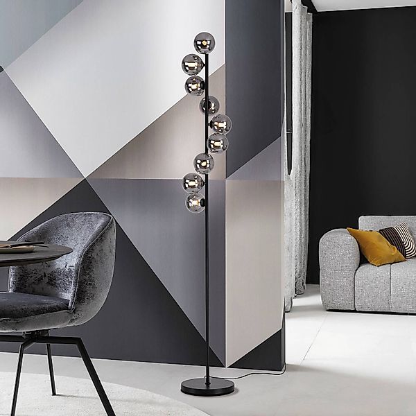 SCHÖNER WOHNEN Stehleuchte Dubai, Rauchglas, 9-fl., G9 günstig online kaufen