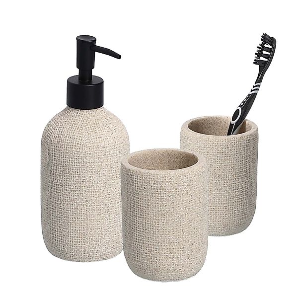 Zeller Present Badaccessoire-Set 3-teiliges Badaccessoire-Set Natural günstig online kaufen