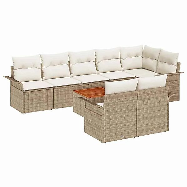 vidaXL Gartensofa-Set mit Speicher 9 Stk Beige und Creme Poly-Rattan 335601 günstig online kaufen