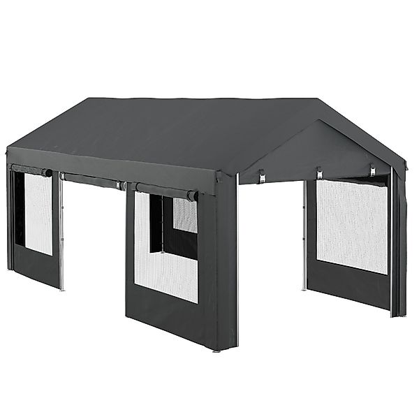 Outsunny Doppelcarport höhenverstellbar, mit 4 Netzfenstern, günstig online kaufen