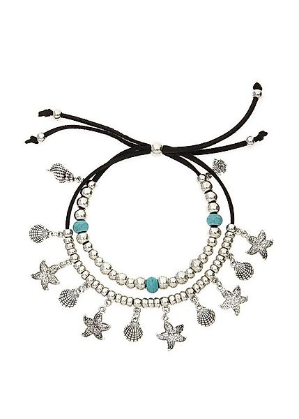 LASCANA Fußkette mit Anhänger in Layer Look, 2 reihiges Fußkettchen mit mus günstig online kaufen