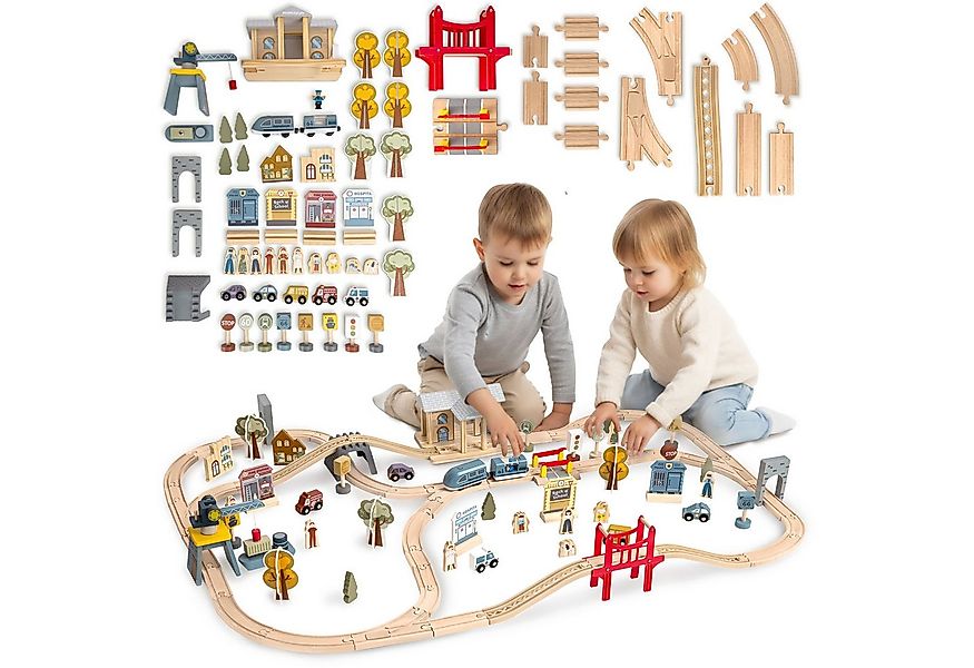 Mamabrum Spielzeug-Eisenbahn Mamabrum Stadt-Holzeisenbahn mit Elektrozug & günstig online kaufen
