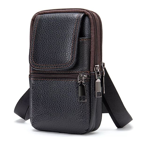 YUBRO-STUDIO Schultertasche Herren Leder Umhängetasche Mehrfach-Taschen günstig online kaufen