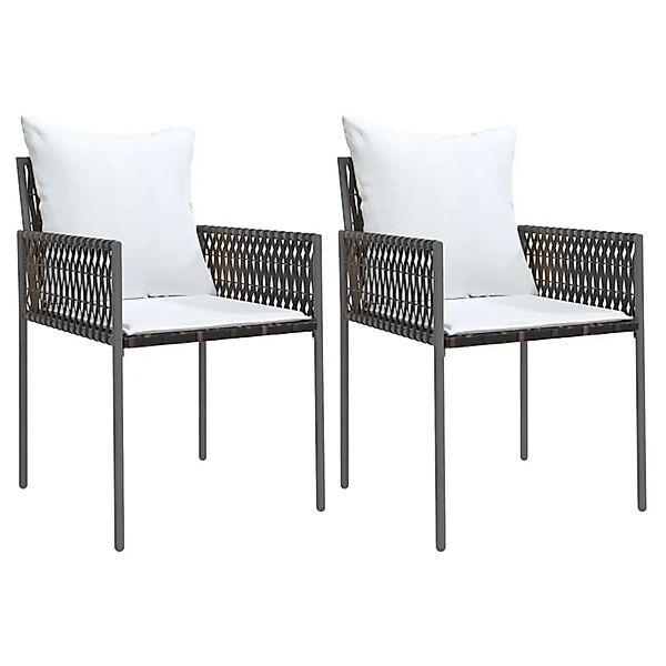 vidaXL Gartenstühle mit Kissen 2 Stk Braun 54x61x83 cm Poly Rattan 364100 günstig online kaufen