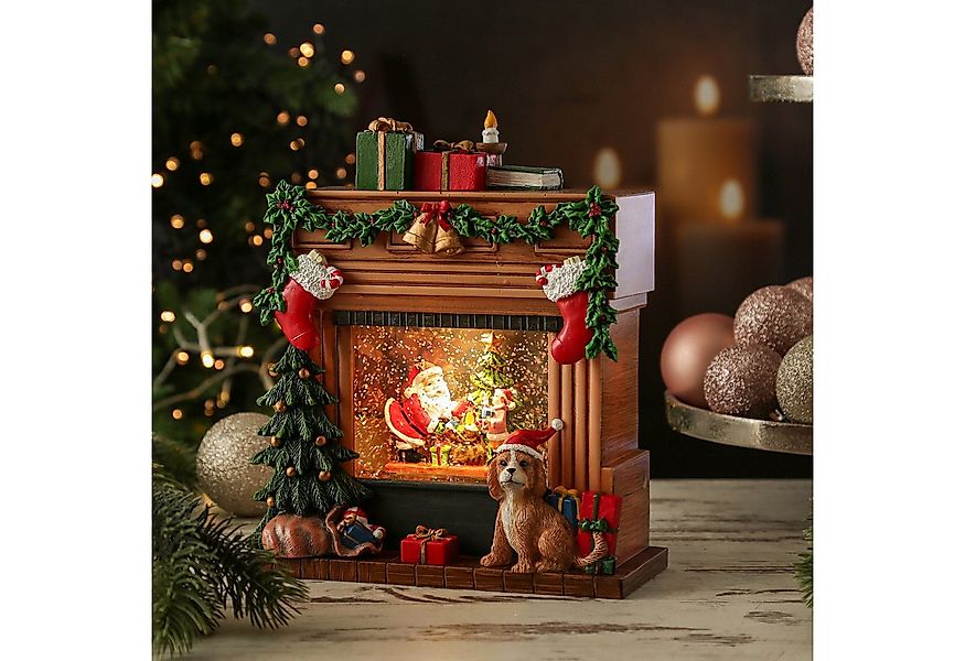 MARELIDA LED Laterne Wasserlaterne Kamin mit Weihnachtsmann 23cm Schneelate günstig online kaufen