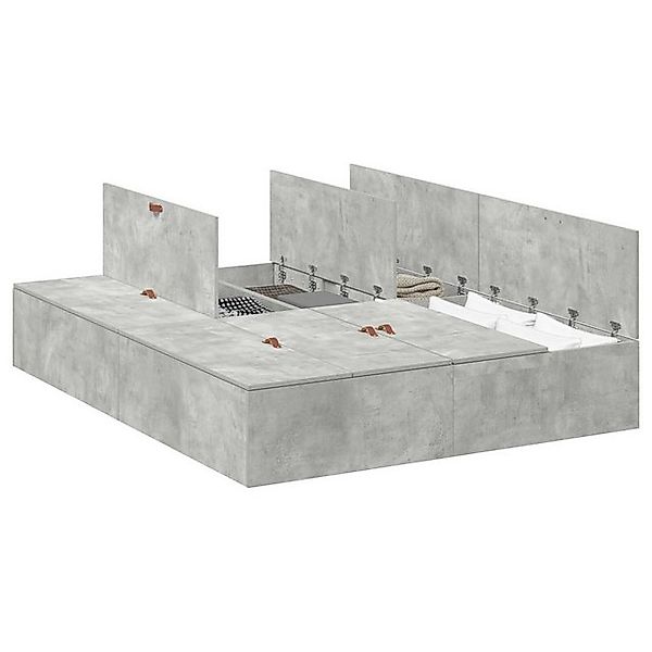 vidaXL Bett Bettgestell mit Stauraum Betongrau 140x200 cm (1-tlg) günstig online kaufen