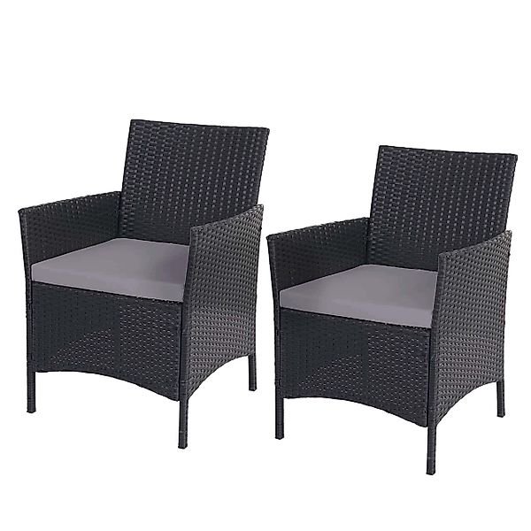 MCW Poly-Rattan Sessel Halden 2er-Set anthrazit Kissen anthrazit günstig online kaufen