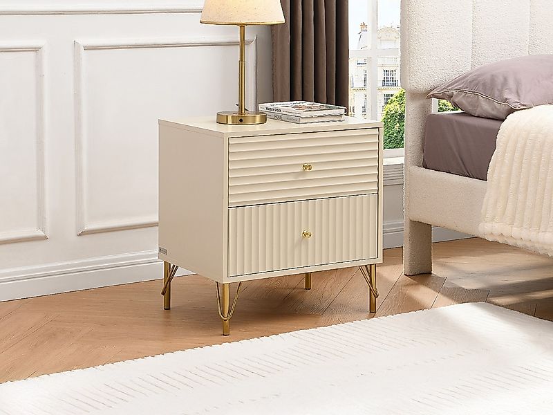 Set aus 2 Nachttischen mit 2 Schubladen – Beige – LOUREO günstig online kaufen