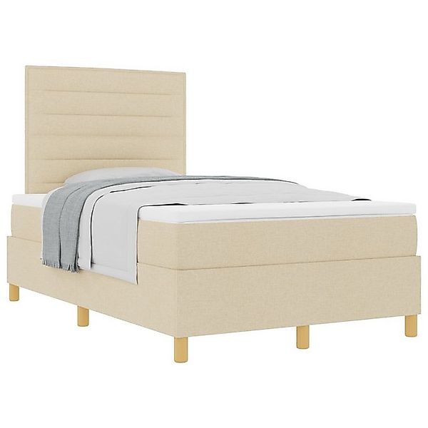 vidaXL Bett Boxspringbett mit Matratze Creme 120x200 cm Stoff (1-tlg) günstig online kaufen