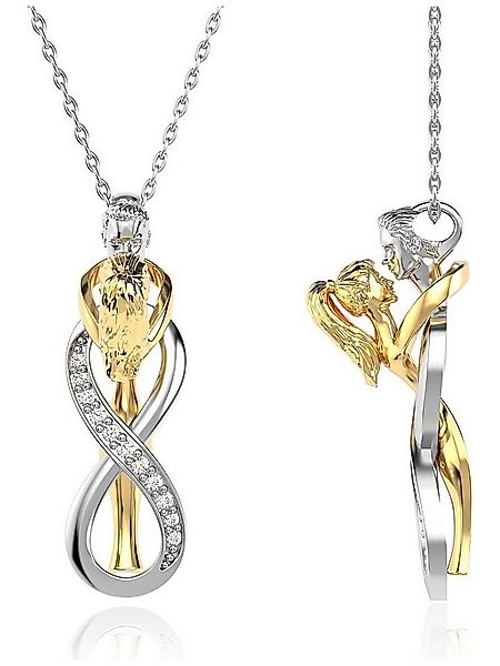 Nisan Kette und Anhänger Set, 925 Sterling Silber Halskette Umarmendes Paar günstig online kaufen