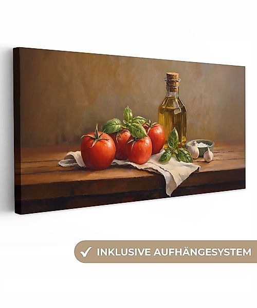 OneMillionCanvasses® Leinwandbild Panorama Tomaten - Olivenöl günstig online kaufen