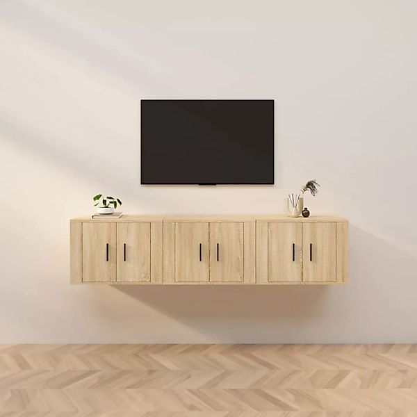 vidaXL TV-Schrank TV-Wandschränke 3 Stk. Sonoma-Eiche 57x34,5x40 cm (3-St) günstig online kaufen