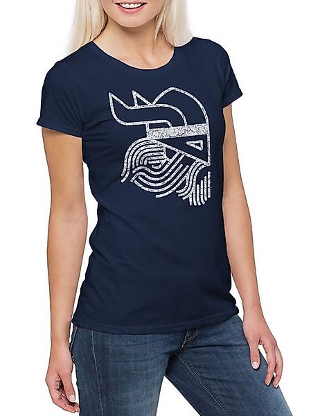 Urban Backwoods Print-Shirt Viking Head Symbol Damen T-Shirt Thor Loki Midg günstig online kaufen