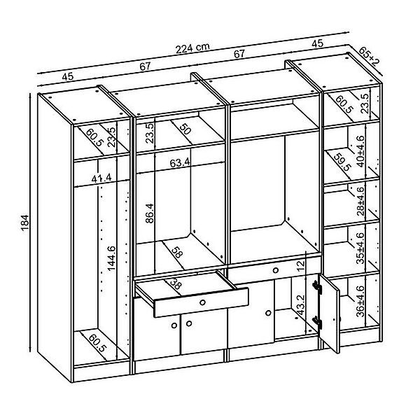 Roomart Waschmaschinenumbauschrank 224 cm (Schrankwand für Waschküche und H günstig online kaufen
