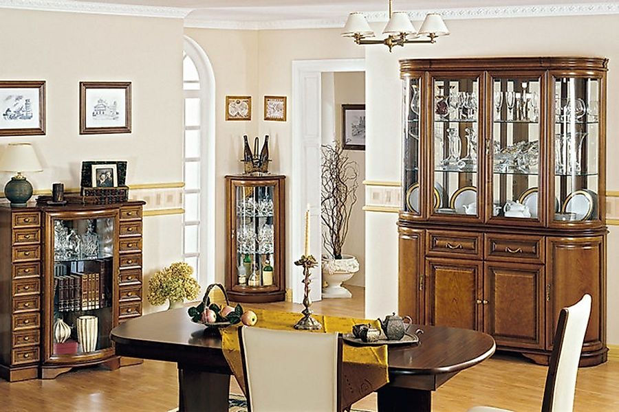 JVmoebel Vitrine Klassischer Vitrinenschrank Eckschrank Schrank Massiv Samm günstig online kaufen