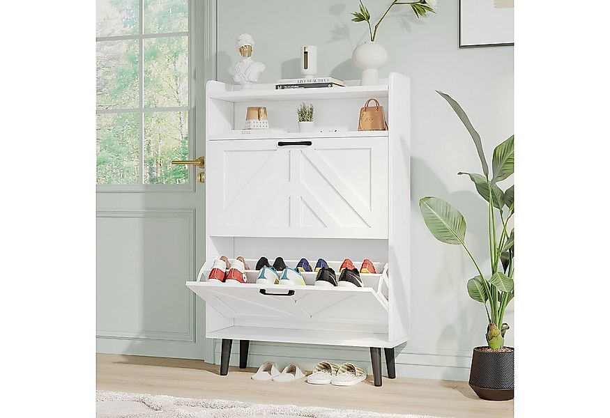 VOWNER Schuhschrank mit 2 Klappen, verstellbarem & abnehmbaren Regal, Holzb günstig online kaufen