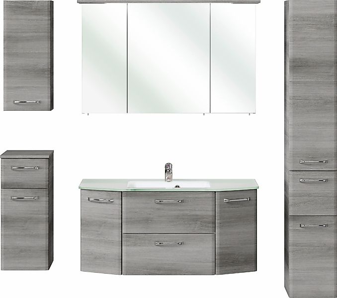 Saphir Badmöbel-Set "Quickset 5-teilig, Glaswaschtisch und LED-Spiegelschra günstig online kaufen