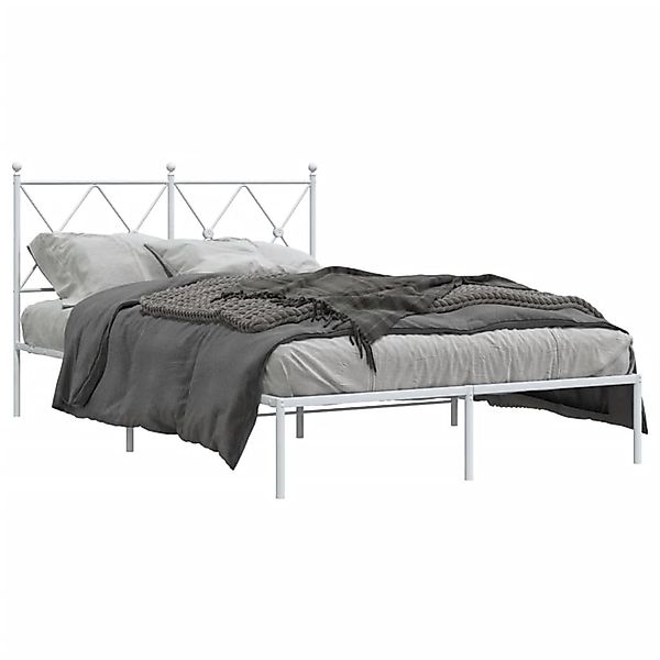 vidaXL Bettgestell mit Kopfteil Metall Weiß 120x190 cm 376548 günstig online kaufen