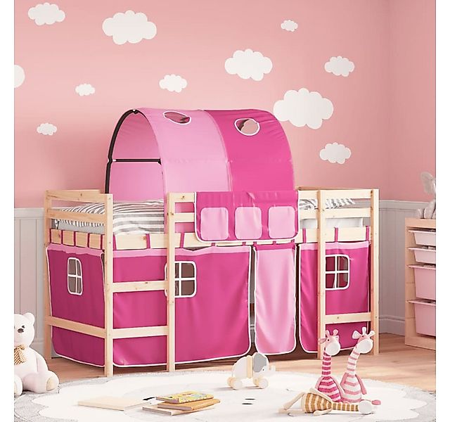 vidaXL Kinderbett Kinderhochbett mit Tunnel Rosa 90x190 cm Massivholz Kiefe günstig online kaufen