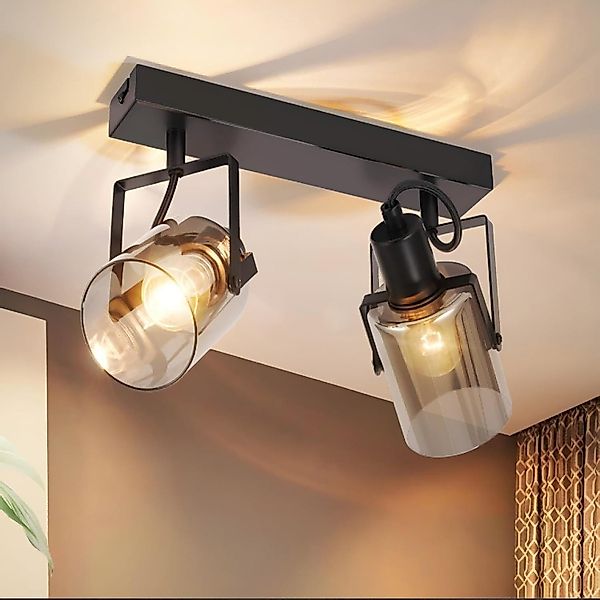 ZMH Deckenstrahler 2/3/4 Flammig Rauchgrau Glas günstig online kaufen