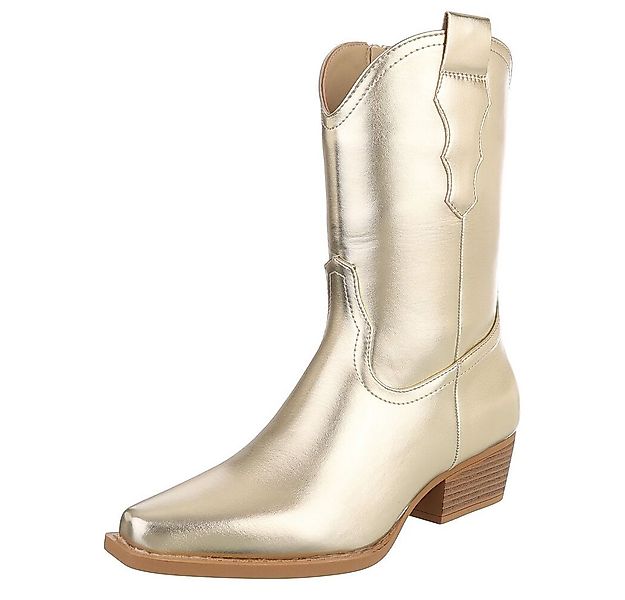 Ital-Design Stilvoller Cowboystiefel mit praktischem Reißverschluss Western günstig online kaufen