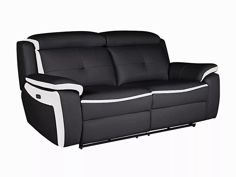 Relaxsofa Leder elektrisch 3-Sitzer - Schwarz & Weiß - ANGELIQUE günstig online kaufen