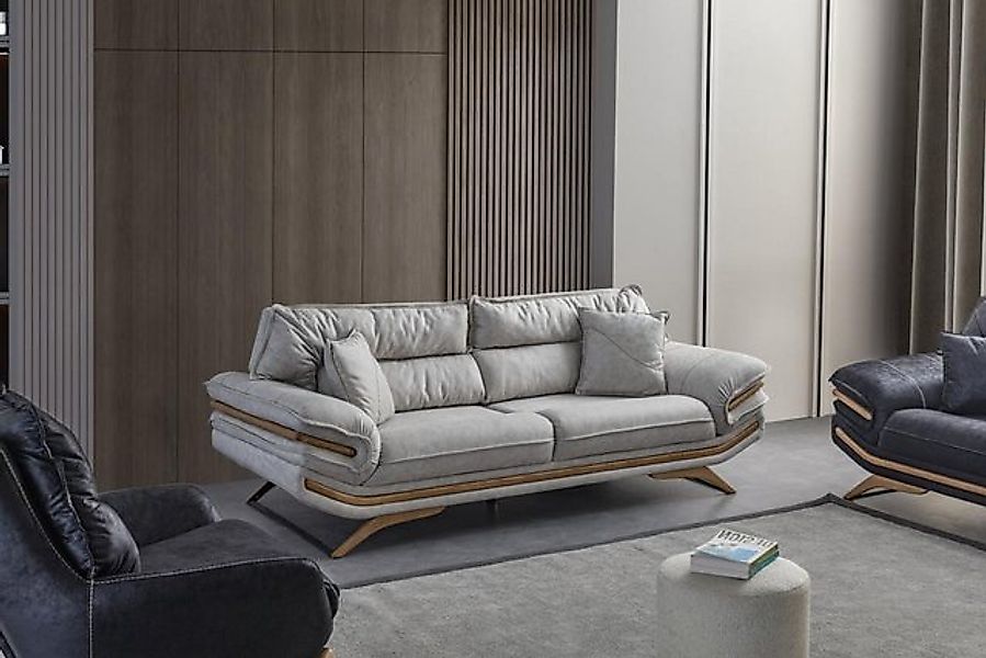 Xlmoebel 3-Sitzer Elegantes Wohnzimmermöbel-Design: 3-Sitzer-Sofa in Weiß, günstig online kaufen