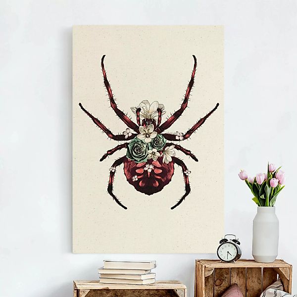 Leinwandbild auf Naturcanvas Illustration florale Spinne günstig online kaufen