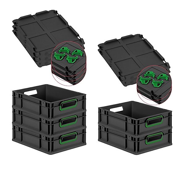 PROREGAL SparSet 5x Eurobox Nextgen Color Mit Auflagedeckel HxBxT 12x30x40c günstig online kaufen