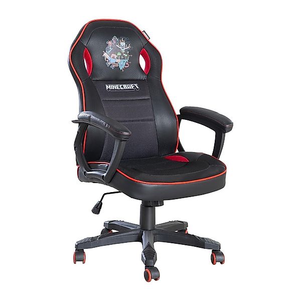 Gaming-Stuhl MINECRAFT, Rot, Schwarz, Kunstleder, Drehbar, günstig online kaufen