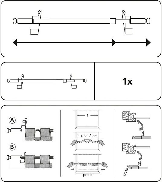 GARDINIA Scheibenstange Klemmstange Filigrano Kugel, Ø 10 mm, ausziehbar, o günstig online kaufen