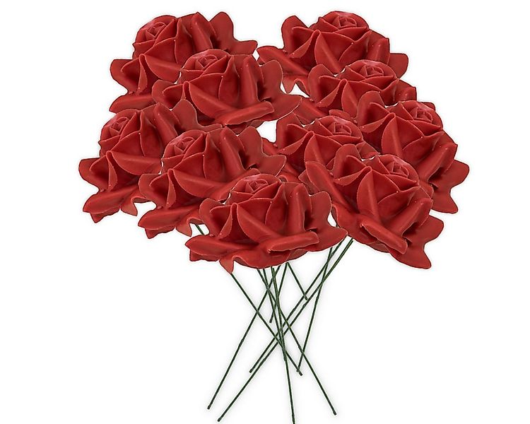 Kunstblume Wachsrosen mit Stiel als Kunstrosen Rosen-Blüten in rot Rosen, m günstig online kaufen