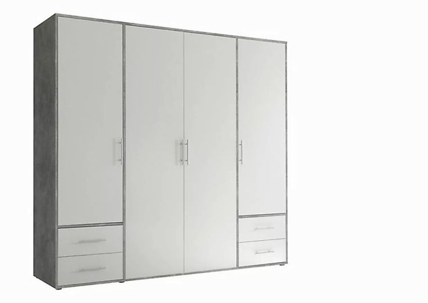 möbelando Kleiderschrank Valencia (BxHxT: 206x195x60 cm) in Beton Optik / W günstig online kaufen