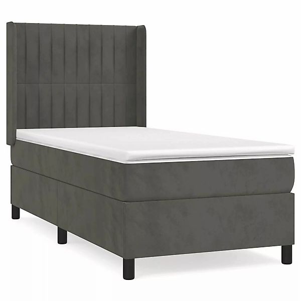 vidaXL Boxspringbett mit Matratze Dunkelgrau 90x200 cm Samt1394545 günstig online kaufen
