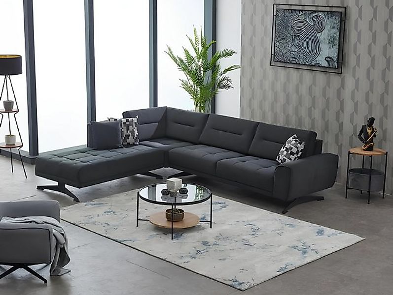 JVmoebel Ecksofa Stoffsofa Ecksofa L form Sofa Polstersofa Grau Couch Moder günstig online kaufen