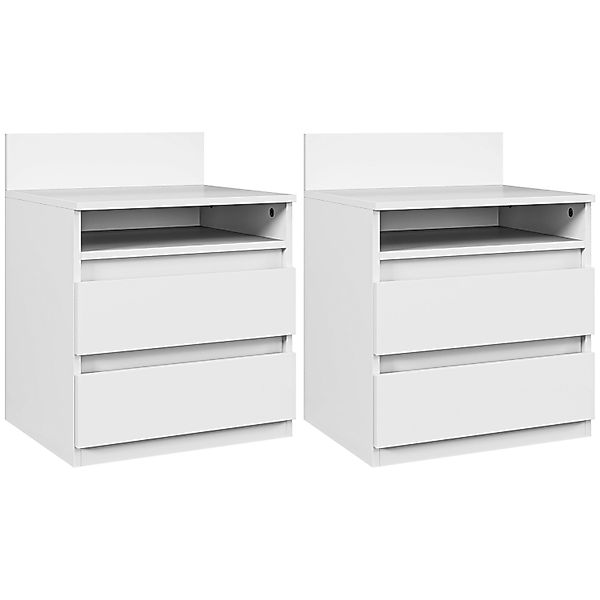 HOMCOM Nachttisch Beistelltisch Spanplatte Weiß 39,6L x 32,3B x 50,4H cm günstig online kaufen
