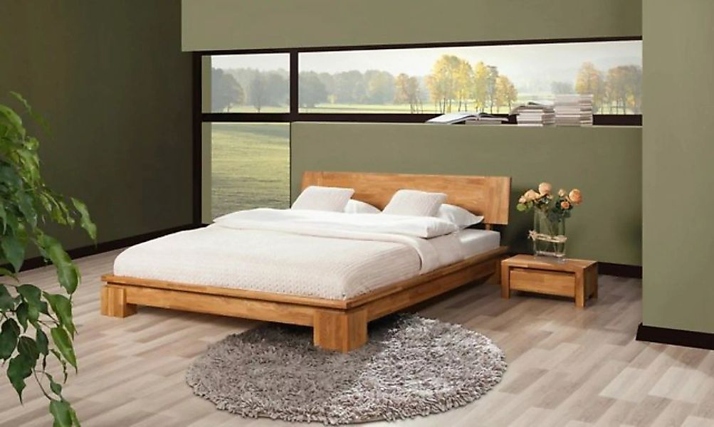 Natur24 Bett Bett Tinci 1 niedrige Höhe 200x200 Wildeiche massiv mit Holzko günstig online kaufen