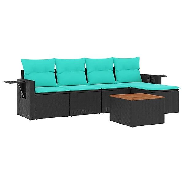 vidaXL 6-Tlg Gartensofa-Set mit Kissen Schwarzes Polyrattan 3224538 günstig online kaufen