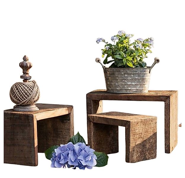 Home-trends24.de Blumenbank Dekobank Holz 3er Set Blumenbank Beistelltisch günstig online kaufen