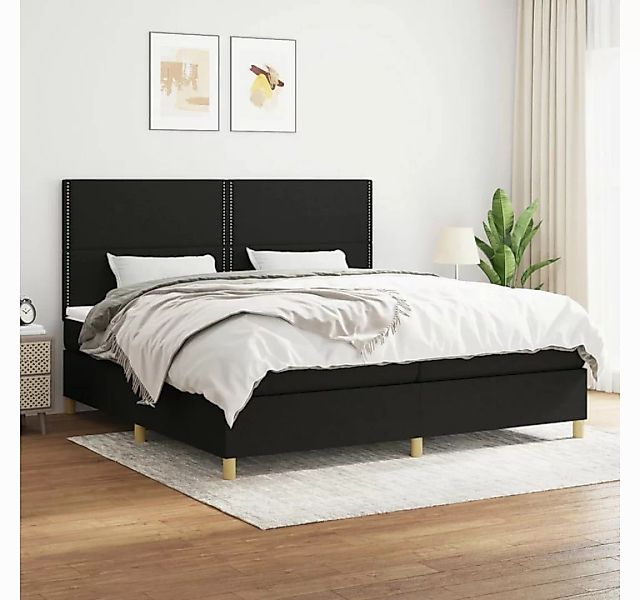 vidaXL Boxspringbett Boxspringbett mit Matratze Schwarz 200x200 cm Stoff Be günstig online kaufen