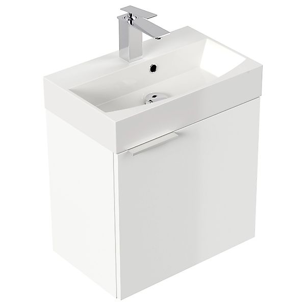 Posseik Badmöbel Cubi Slimline für Gäste-WC 50 cm SoftClose Weiß Hochglanz günstig online kaufen
