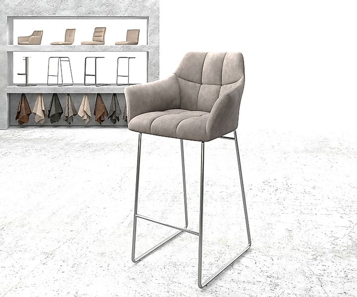 Barstuhl Yulo-Flex Vintage Taupe Kufengestell Edelstahl günstig online kaufen