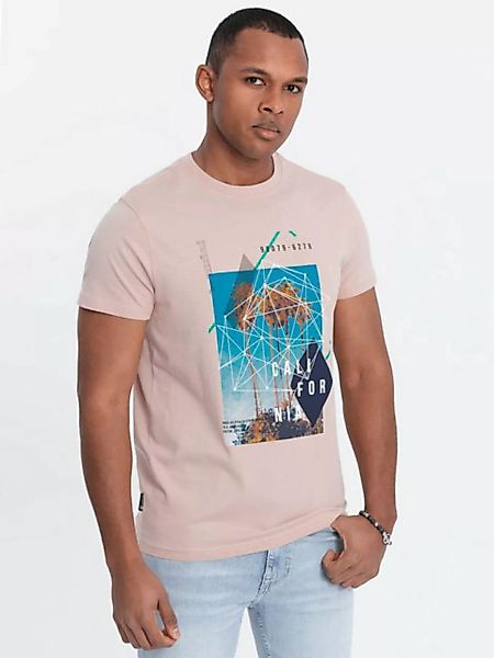 OMBRE Print-Shirt Herren-T-Shirt aus Baumwolle mit California-Aufdruck günstig online kaufen